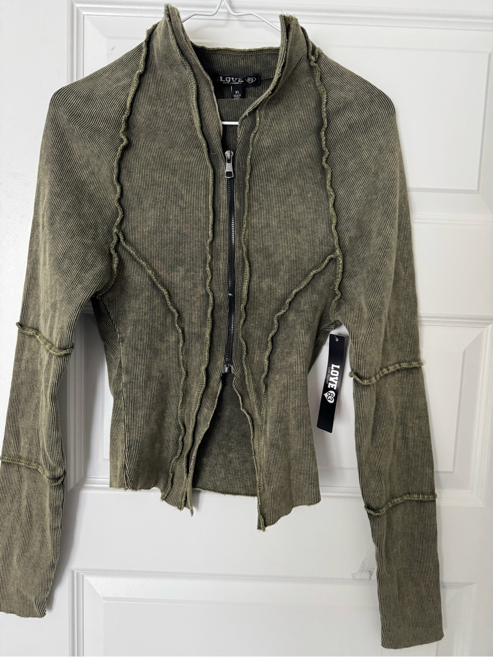 Love Olive Ribbed Zip Jacket - Picture 2 of 7